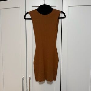 STAUD Sleeveless Brown Knit Dress